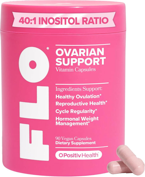 FLO Ovarian Health Support Supplement, Inositol with DIM, Myo-Inositol, D-Chiro Inositol, 30 Servings