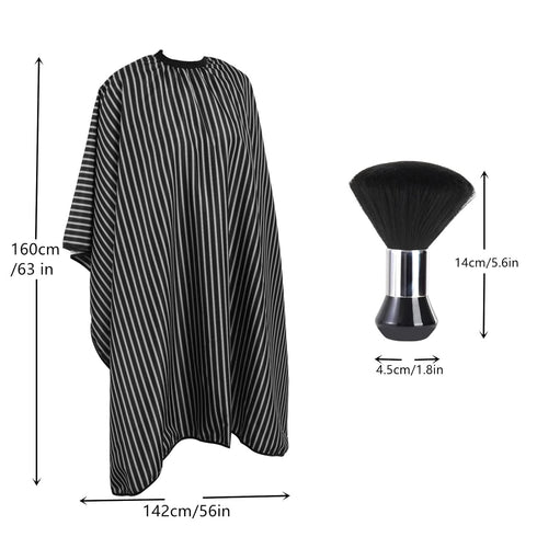 Professional Hair Cutting Cape with Neck Duster Brush, Large Size Salon Cape for Men, Women, Kids (Black Stripes)