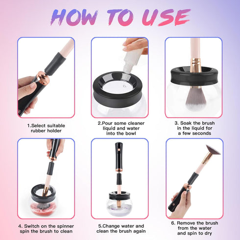 Makeup Brush Cleaner Machine - Super Fast Electric Makeup Brush Cleaner and Dryer for Most Brush Sizes