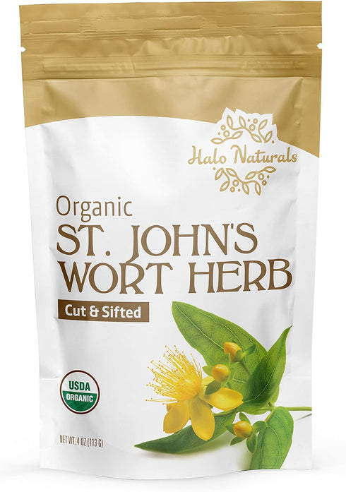 Organic St. John's Wort Herb - Cut & Sifted (Hypericum perforatum), USDA Certified, 4 Ounces