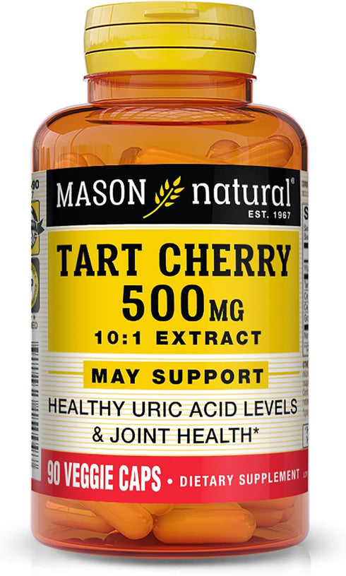 MASON NATURAL Tart Cherry 500 mg 10:1 Extract Veggie Caps - 90 Capsules for Healthy Uric Acid Levels & Joint Health