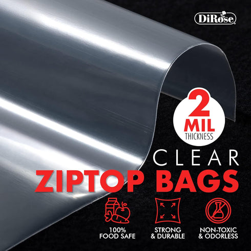Clear Plastic Zip Bags with Zipper Seal by DiRose, Resealable, Strong, Thick, Sturdy, 5x8, 100 Pack for Organizing,