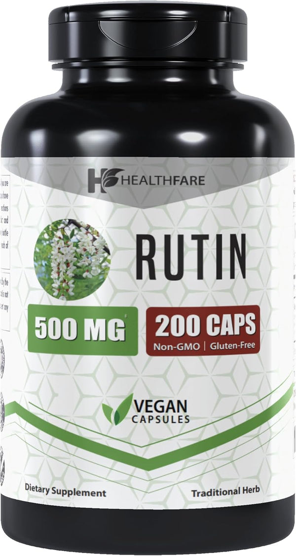 Rutin 500mg: 200 Capsules, Rutoside Bioflavonoid for Circulatory Health, Non-GMO, Vegetarian, Made in The USA