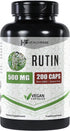 Rutin 500mg: 200 Capsules, Rutoside Bioflavonoid for Circulatory Health, Non-GMO, Vegetarian, Made in The USA