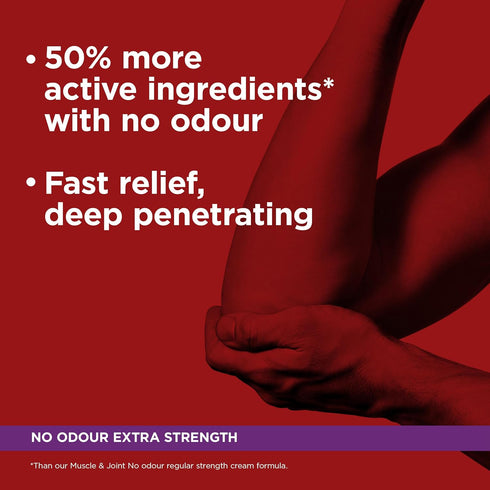 ULTRA STRENGTH NO ODOUR CREAM - Deep Penetrating Relief of Muscle, Joint & Arthritic Pain - 100 g