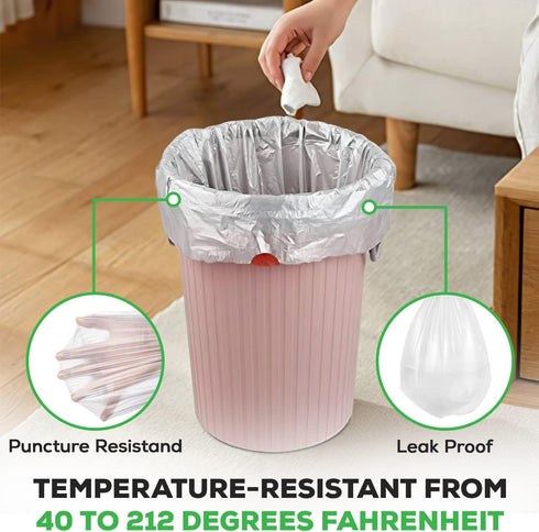 C&S Event Supply Co. Clear 7-10 Gallon Trash Bags - Un-Scented Disposable Garbage Bags for Kitchen, Bathroom, Office