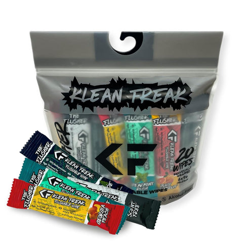 THE KLEAN FREAK FLUSHER - Flushable Wipes For Adults & Kids - 100% BIODEGRADABLE Individual Wrapped Travel WET Wipe