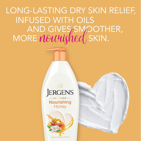 Jergens Nourishing Honey Dry Skin Moisturizer, Illuminating Hydralucence Blend, 16.8 Oz, Pack of 4