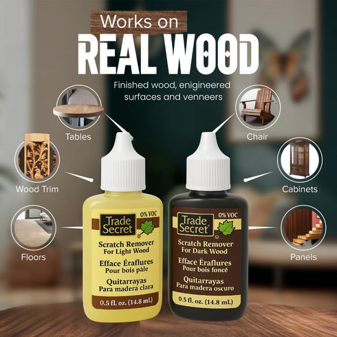 Set (2x 0.5 oz), Trade Secret Scratch Remover Mini Pro Restore & Conceal Small Scratches on Dark & Light Wood Furniture