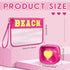 Hillban 2 Pcs Beach Makeup Bag - Clear Cosmetic Toiletry Pouch with Chenille Letter Patch for Summer Travel
