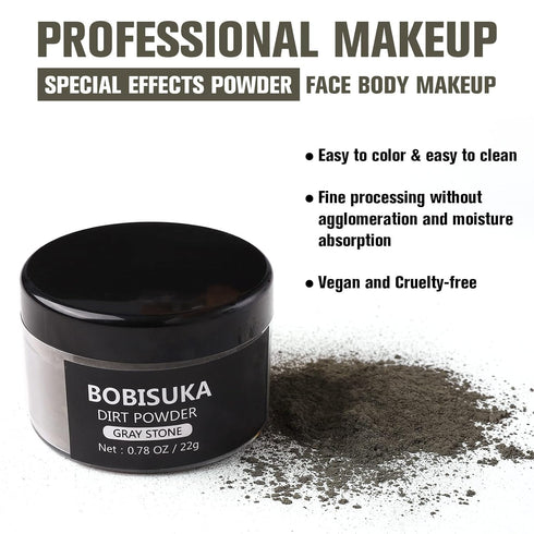 BOBISUKA Makeup Special Effects Dirt Powder for Halloween Makeup Theme Party Wedding Movies Stage Performances Cosplay(0.78 oz)(Gray Stone)