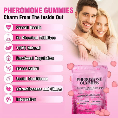 Gummies Flavor,60 Gummies Pheromone with Slippery Elm, for Women,Enhance Charm,Supports Balance,Confidence & Social