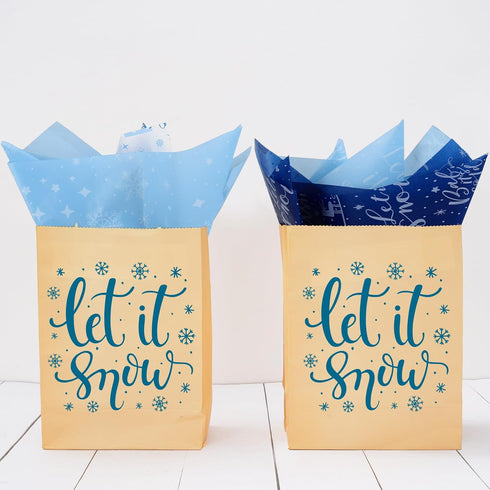 Whaline 160 Sheets Winter Tissue Paper, 14 x 20 Inch Blue White Snowflake Art Craft Paper for Decor