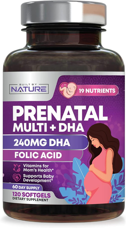 Prenatal Vitamins for Women - Multivitamin with DHA, Folic Acid, Vitamin C, B12, Iron & Omega-3, 120 Softgels