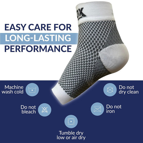 SB SOX Ankle Brace Compression Sleeve for Plantar Fasciitis Relief, Foot Pain, Swelling, Heel Spurs, White, Small