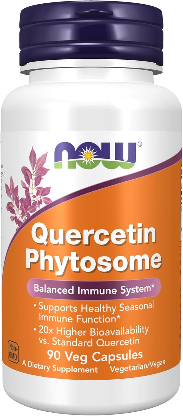 NOW Supplements Quercetin Phytosome 250mg, 90 Vcaps for Balanced Immune System Support