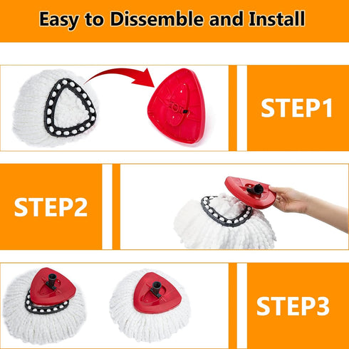 8-Pack Spin Mop Replacement Heads, 100% Microfiber Refills for Easy Wring, 360° Micro Replacement Mop Head