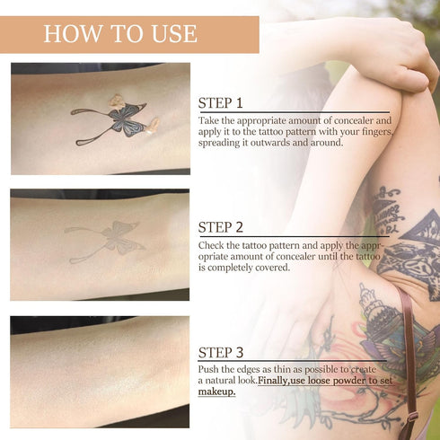 Tattoo Cover Up - Invisible Waterproof Concealer Kit for Body Leg Tattoos, Scars, and Dark Spots