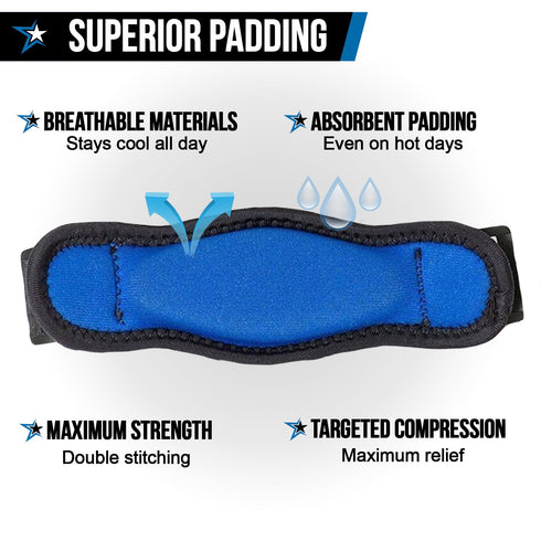 RiptGear Tennis Elbow Brace, Adjustable Compression Elbow Strap for Tendonitis and Pain Relief, Single-Blue