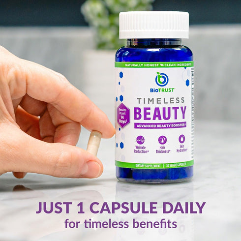 BioTrust Timeless Beauty Ceramide Booster, Hair & Skin Supplement with Vitamin C, E, Biotin & Zinc - 30 Capsules