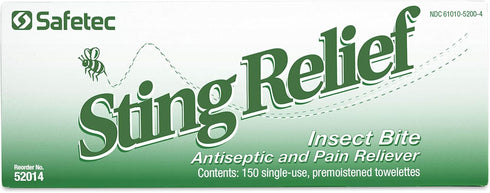 Safetec Sting Relief Wipes, 150 Count Box