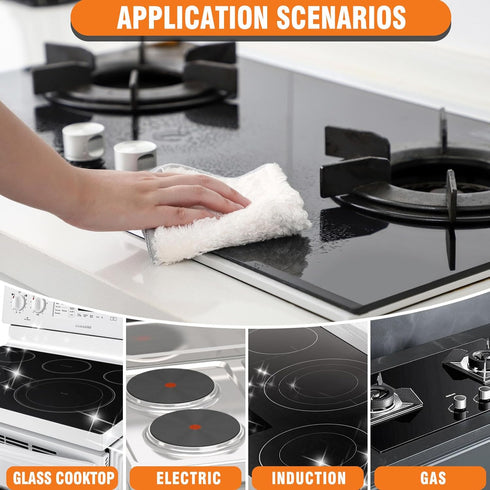 Meuvcol 12 Oz Glass Stove Top Cleaner Kit, Glass Cooktop Cleaner Non-Abrasive, Stove Oven Cleaner & Polish For Ceramic