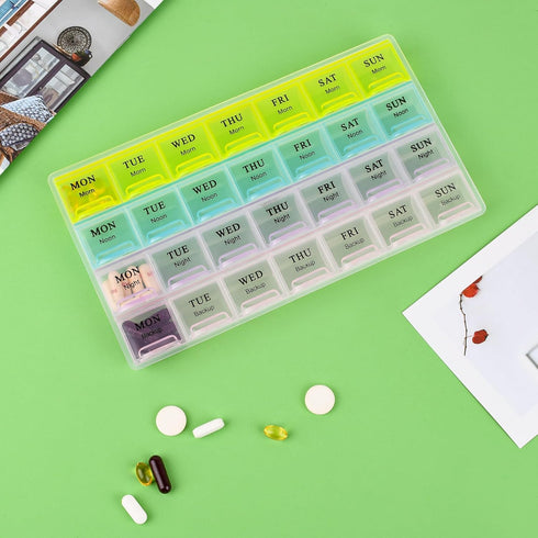 Teikou 4 7 (2pack) Large Weekly Pill Organizer Times A Day,Pill Container, Moisture-Proof Day Pill Box, Travel Pill