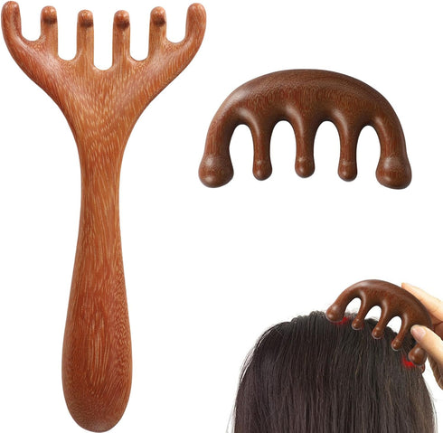 PKRFCJ Wooden Scalp Massager 2 Pcs Massage Comb Brown Wood Massager Tool,Body Guas