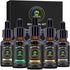 XIKEZAN 5 Pack Beard Oil Set with Sandalwood, Orange, Vanilla, Cedarwood, Christmas Stocking Stuffers for Men