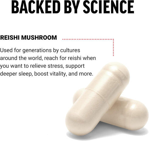 FORCE FACTOR Reishi Mushroom Supplement, Stress Relief and Sleep Support, Vegan, 100 Vegetable Capsules