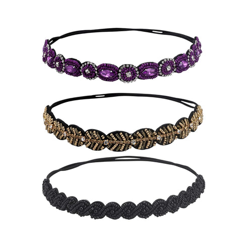 inSowni 7 Pack Handmade Rhinestone Jewled Beaded Headbands - Hair Accessories for Women Girls Brides