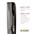 Kent 9T Black Graphite Detangler Comb, Fine Tooth and Wide Tooth, Large Handmade Dressing Comb, Made in England