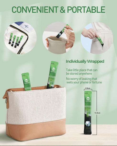 Packets 30 Travel Size Mouthwash Portable Alcohol-Free & Fluoride-Free Fresh Mint Mouth Wash Individual Wrapped Cruise