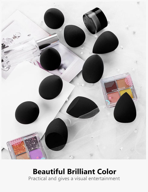 InnoGear Makeup Sponge, 10 Pcs Blender Set, Beauty Cosmetic Foundation Blending Applicator Puff, Basic Black