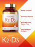 Carlyle Vitamin K2 and D3 Supplement - 300 Softgels, 200mcg K2 MK7 & 250mcg D3, Non-GMO, Gluten Free