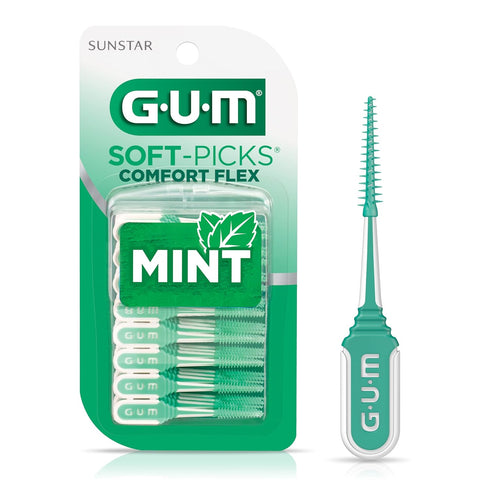 GUM Soft-Picks Comfort Flex, Easy to Use Dental Picks, Disposable Interdental Brushes, 80ct