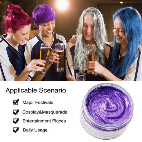 Purple Hair Color WAX 4.23 oz - Instant Temporary Hair Dye Wax for Men and Women, Party, Daily Use, Cosplay