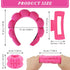 Wecoe Spa Headband and Wristband Set, Pink Rose Red, Cute Puffy Sponge Bubble Makeup Headband, Hair Claw Clips, Wrist