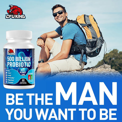 Probiotics for Men, 500 Billion CFU + 12 Strains with Turmeric, Cranberry & Goji, Ultimate Care, 60 Capsules for