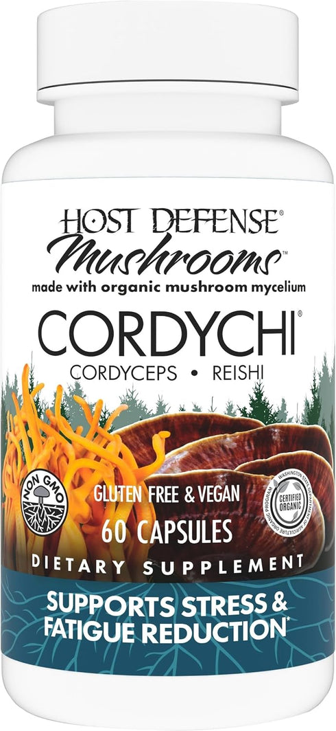 Host Defense CordyChi Capsules - Energy & Immune Support Supplement - Cordyceps