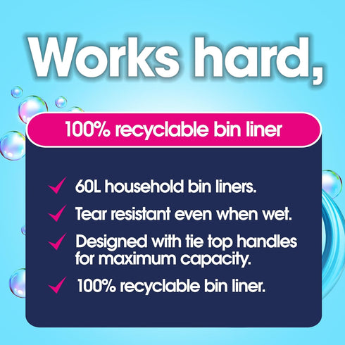 Ecozone’s 100% Biodegradable Bin Liners, 60 Litres, 20 Bags