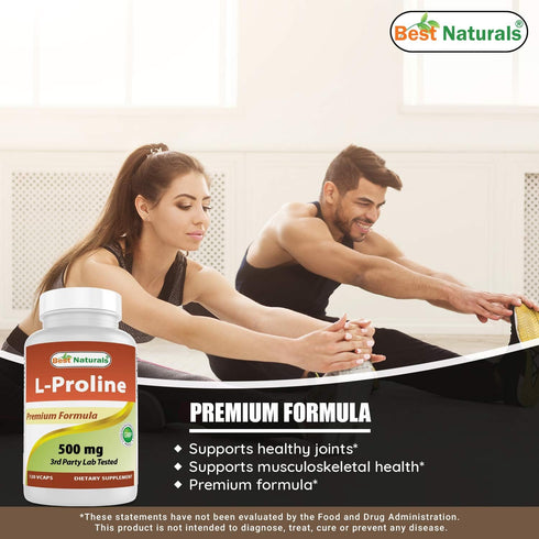 Best Naturals L-proline Amino Acid Dietary Supplement | 500 mg, 120 Count