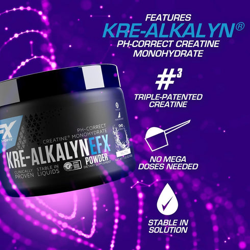 EFX Sports Kre-Alkalyn EFX Powder | pH Correct Creatine Monohydrate Supplement | 66 Servings (Unflavored)
