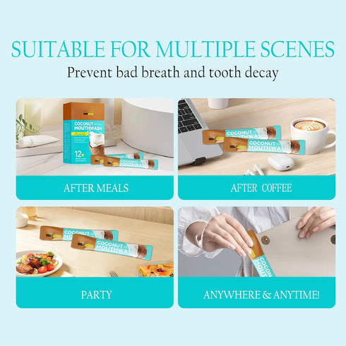 Packets, 20 Packs Coconut Mouthwash Travel Size Individual Portable Mouthwash Alcohol Free, Portable Mouth Wash