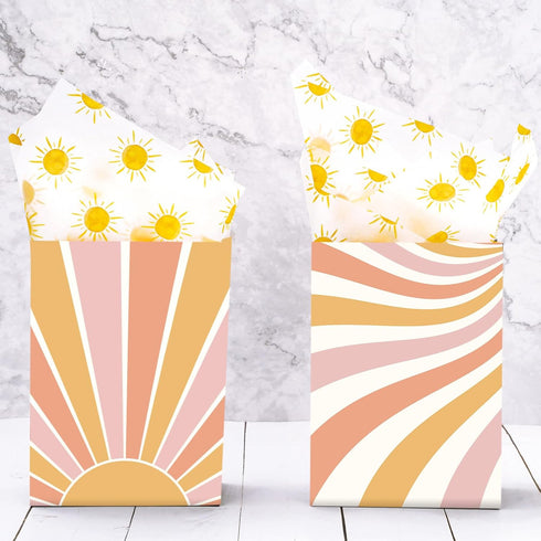 Whaline 100 Sheet Boho Sunshine Tissue Paper, Yellow Sun Gift Wrapping for Summer Holiday Party Decor, 13.8 x 19.7 Inch
