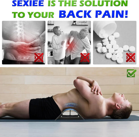 Back Stretcher for Lower Back Pain Relief, Spinal Decompression Massager for Scoliosis, Postural Corrector (Black)