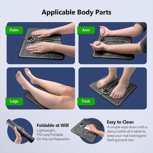 Phixnozar TENS & PMS, Transcutaneous Electronic Nerve Stimulator, EMS Foot Massager Mat for Muscle Relaxation,Back