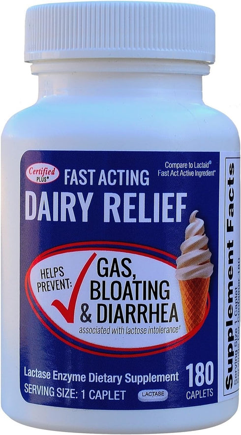 Fast Acting Lactase 180 Caplets - Generic Lactase 9000 FCC Units per Caplet