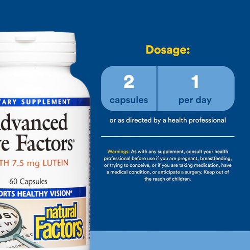 Natural Factors Advanced Eye Factors, Antioxidant Support for Healthy Vision, 60 Capsules