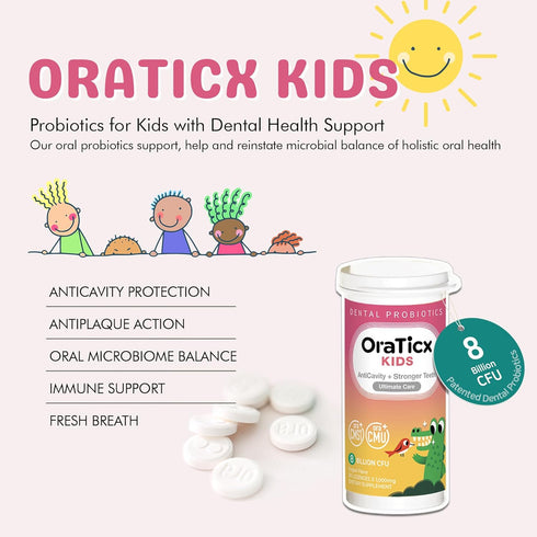 Kids Dental Probiotics for Anti-Cavity + Healthy Teeth and Gums, 8 Billion CFU Probiotics for Oral Health, Sugar Free Yogurt Flavor 1-Pack